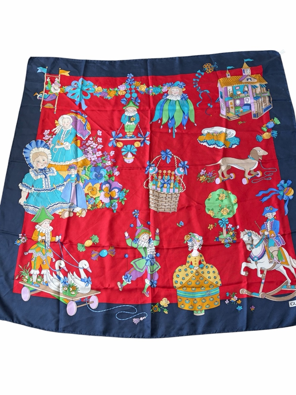 Gucci Vintage “Girls’/Childrens’ Toys” Silk Scarf - Excellent Condition